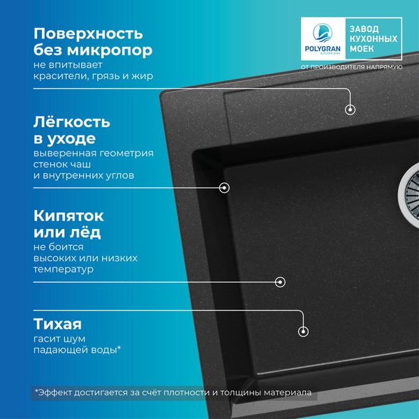 Кухонная мойка Polygran Argo 760 (черный)