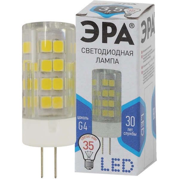 Лампочка ЭРА STD LED JC-3.5W-220V-CER-840-G4
