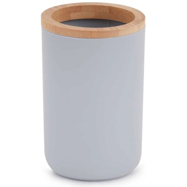 Стакан для зубной щетки и пасты Альтернатива Бамбук М8054 (серый)