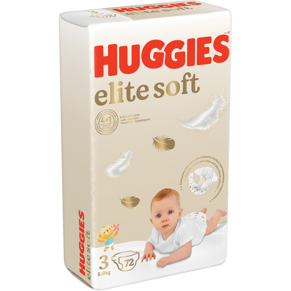 Детские одноразовые подгузники Huggies Elite Soft Mega 3 (5-9кг) 72шт