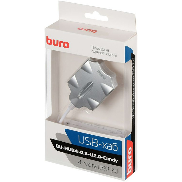 USB-хаб Buro BU-HUB4-0.5-U2.0-Candy