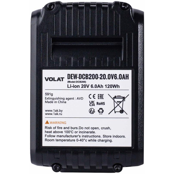 Аккумуляторная батарея VOLAT для DeWalt 20.0V 6.0Ah (Li-ion) DEW-DCB200