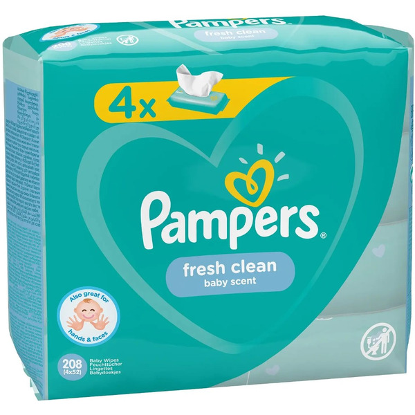 Детские влажные салфетки PAMPERS Fresh Clean 4х52 шт. ПрепакКороб