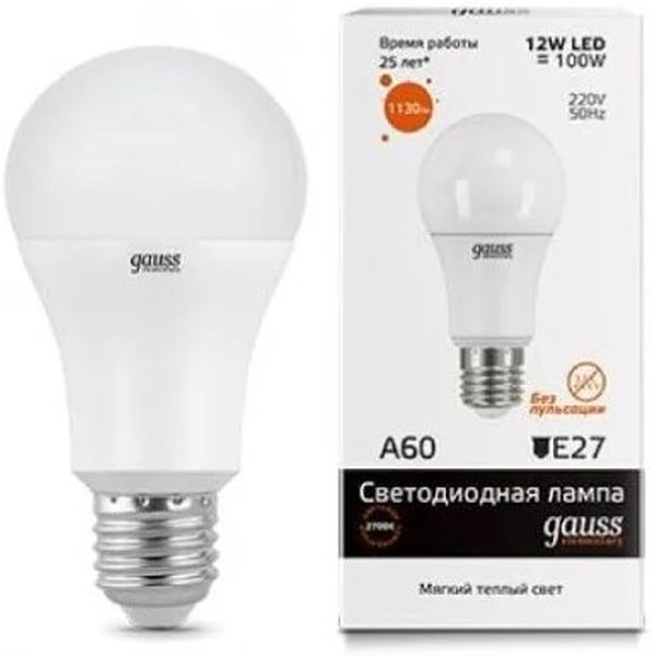 Лампа Gauss LED Elementary 12W А60 Е27 2700K/3000K (23212)