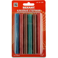 Клеевые стержни Rexant 09-1230 (12 шт, разноцветный)