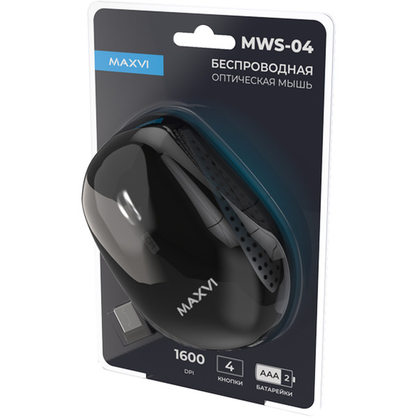 Мышь Maxvi MWS-04 (черный)