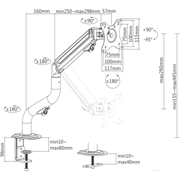 Кронштейн для монитора Gembird MA-D2-01