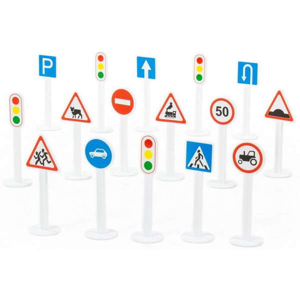 Набор дорожных знаков Полесье №1 (16 элементов) 64196