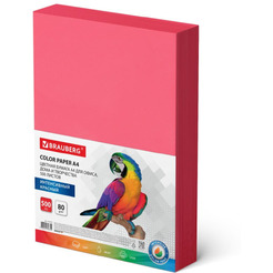 Бумага цветная BRAUBERG 115215 А4, 80 г/м2, 500 л., интенсив, красная