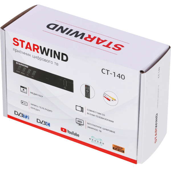 Ресивер DVB-T2 Starwind CT-140 (черный)