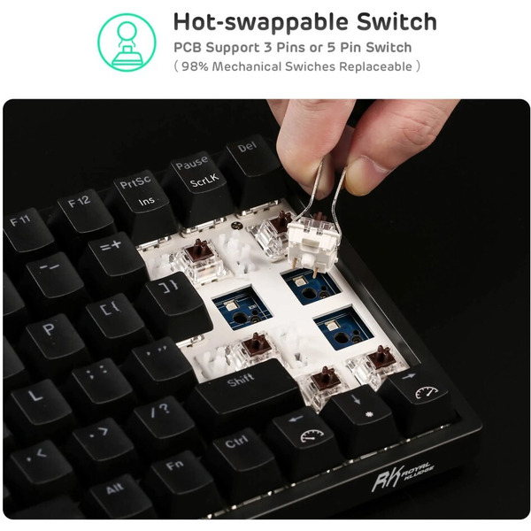 Клавиатура Royal Kludge RK84 RGB (черный, RK Red)