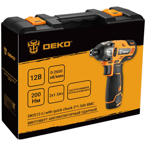 Винтоверт Deko DKIS12-Li Set 063-4390 (с 2-мя АКБ, кейс)