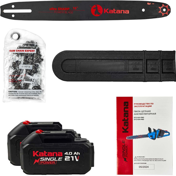 Пила цепная аккумуляторная KATANA DT2104-PRO (с 2-мя АКБ)