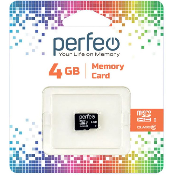 Карта памяти Perfeo microSDHC Class 10 4GB PF4GMCSH10