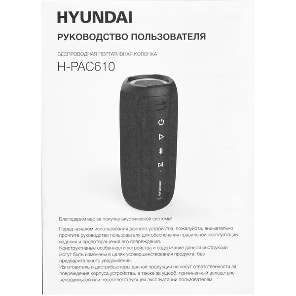 Беспроводная колонка Hyundai H-PAC610