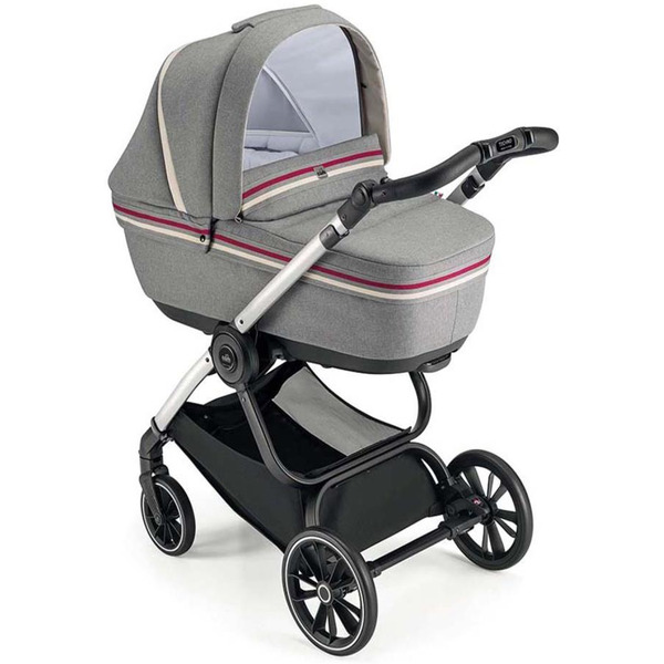 Универсальная коляска CAM Milano (2 в 1, бордовые полосы/серебряный блеск)