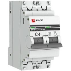 Выключатель автоматический EKF PROxima ВА 47-63 2P 4А (C) 4.5kA