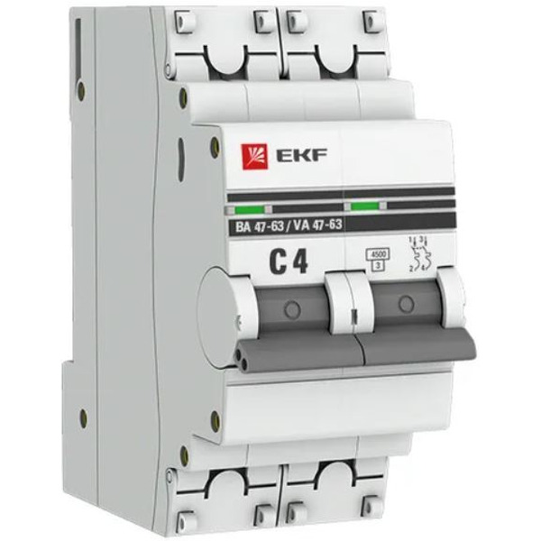 Выключатель автоматический EKF PROxima ВА 47-63 2P 4А (C) 4.5kA