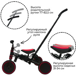 Беговел-велосипед Bubago Flint BG-FPY-109-9 с ручкой (черный/красный)