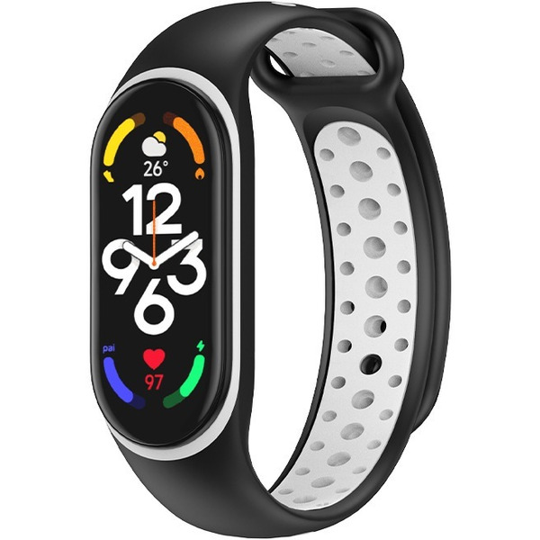 Ремешок Bingo Sport для XIAOMI Mi Band 5/6/7 Черный с белым