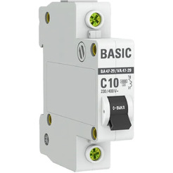 Выключатель автоматический EKF Basic ВА 47-29 1P 10А (С) 4.5кА