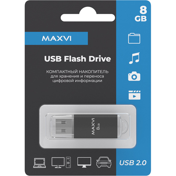 USB флеш-накопитель Maxvi MP 8GB 2.0 black