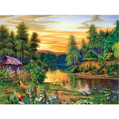 Картина стразами (алмазная мозаика) ОСТРОВ СОКРОВИЩ «Домик в лесу» 662417