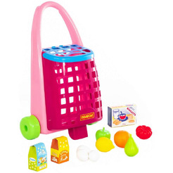 Тележка игрушечная Полесье Забавная с набором продуктов 67944