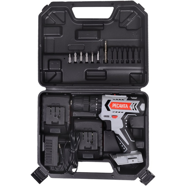 Дрель-шуруповерт Ресанта ДА-18-2ЛК-У (75/14/6) (с 2-мя АКБ, кейс)