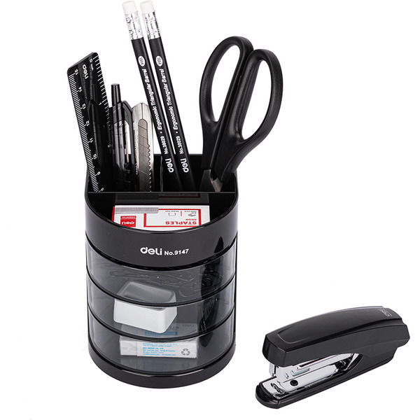 Набор канцелярких принадлежностей настольный DELI CLASIC 38253 (, черный, 12 предметов)