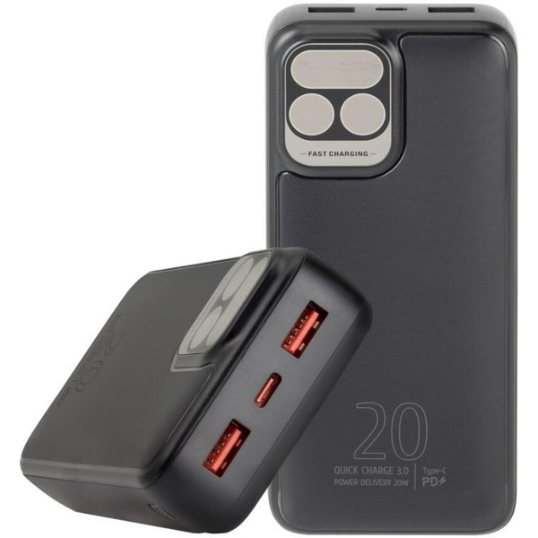 Внешний аккумулятор с дисплеем RIVACASE VA2521 20000mAh (черный)