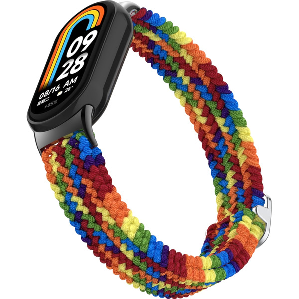 Ремешок Bingo Braided для Xiaomi Mi Band 8 (радуга темная)