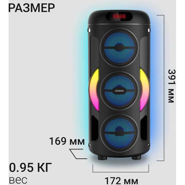 Минисистема Digma D-MC1721 (черный)