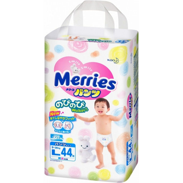 Подгузники-трусики Merries L (9-14 кг) 44 шт 00006