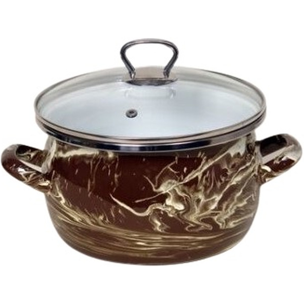 Кастрюля Сантэкс 1-2430111 (коричневый шейк, белый)