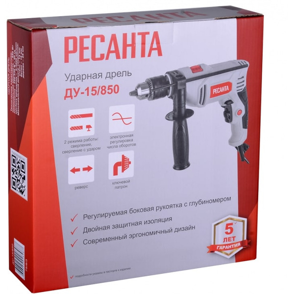 Дрель Ресанта ДУ-15/850 (75/8/3)