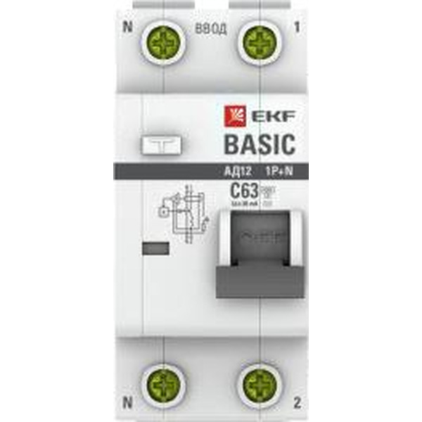 Дифференциальный автомат IEK Basic АД-12 1P+N 20А 30мА АС C DA12-20-30-bas