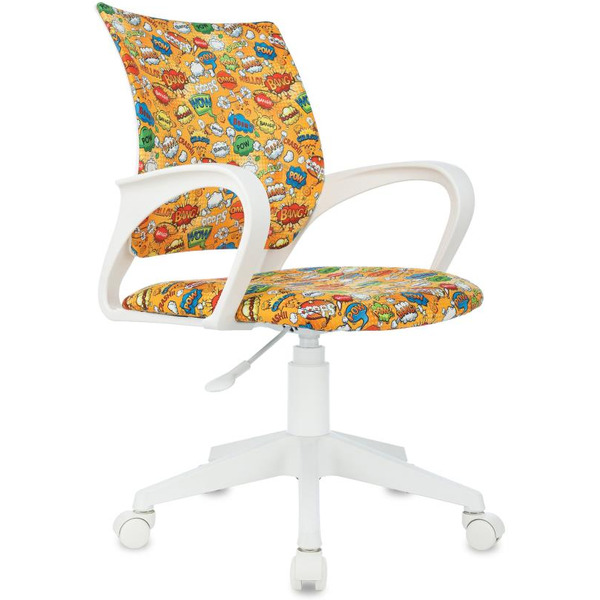 Кресло Бюрократ BUROKIDS 1W (ткань, оранжевый бэнг,корпус белый)