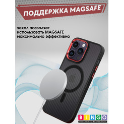 Бампер Bingo Metal Metal Magnetic Carbon iPhone 11 Pro Красный