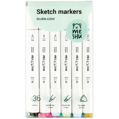 Набор двусторонних маркеров для скетчинга MESHU MS_38265 (36 цветов)