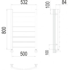 Полотенцесушитель TERMINUS Классик П8 500x800 RAL 9003