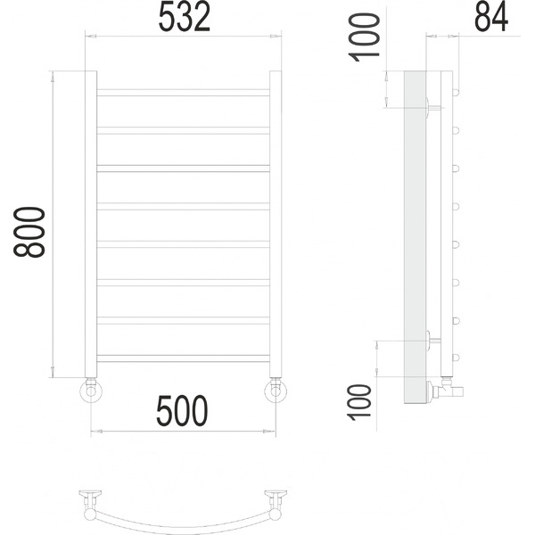 Полотенцесушитель TERMINUS Классик П8 500x800 RAL 9003