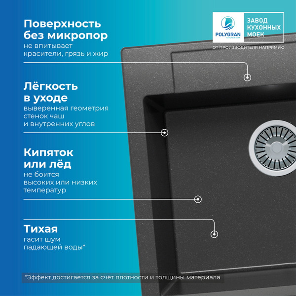 Мойка кухонная Polygran Argo 560 (черный)