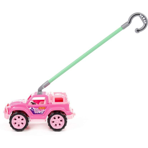 Автомобиль-каталка Полесье Легионер с ручкой (розовый) 63905