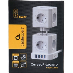 Сетевой фильтр Cablexpert TWR-9-U4-W-2
