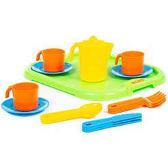 Набор детской посуды Полесье "Анюта" с подносом на 3 персоны