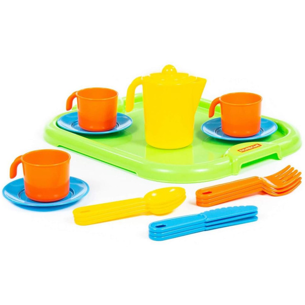 Набор детской посуды Полесье "Анюта" с подносом на 3 персоны