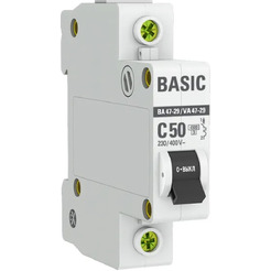 Выключатель автоматический EKF Basic ВА 47-29 1P 50А (C) 4,5кА