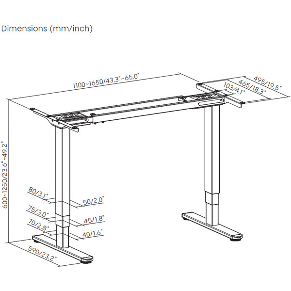 Рама к столу регулируемая Ergosmart Ergo Desk Prime BLACK