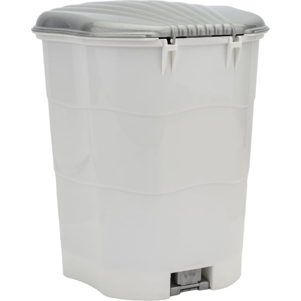 Ведро для мусора с педалью VIOLET 151101 (бело-серый)